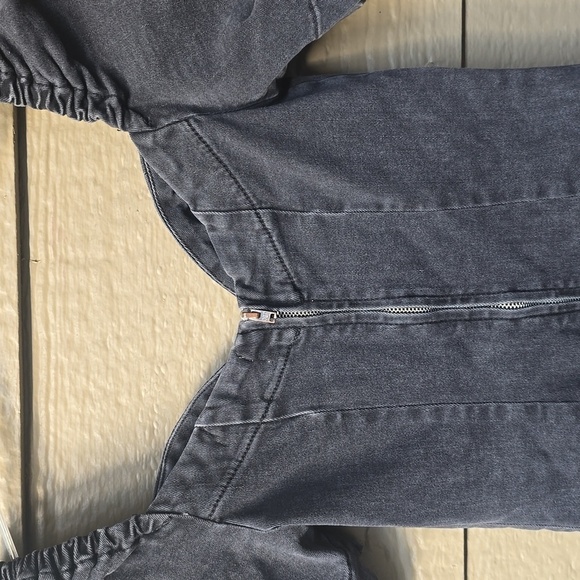 UO Urban Outfitters Chelsea Denim Puff Sleeve Mini Dress  black S Small - Picture 14 of 15